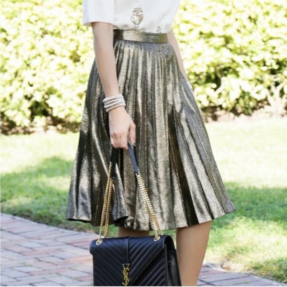 Kate Spade New York Sonny Metallic Gold Pleated Skirt, New With Tags, Size 12 - Picture 12 of 12